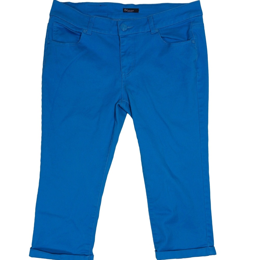 Reve Jeans Cropped Capris 13 Womens Stretch Cuffed Slimβ Leg Electric Blue